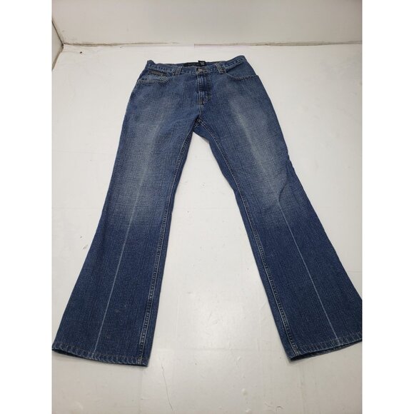 Calvin Klein Size 30X30 Mens Boot Cut Cotton Blue Denim Logo Jeans Pre Owned - Picture 1 of 9